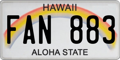 HI license plate FAN883