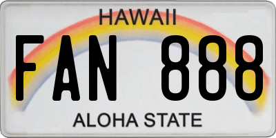HI license plate FAN888