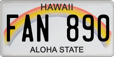 HI license plate FAN890
