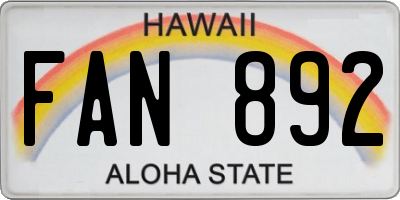 HI license plate FAN892