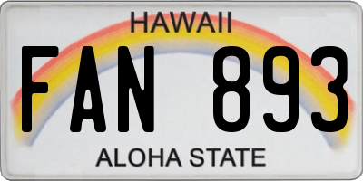 HI license plate FAN893