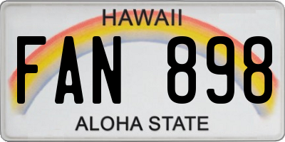 HI license plate FAN898