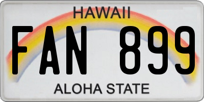 HI license plate FAN899