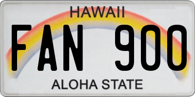 HI license plate FAN900