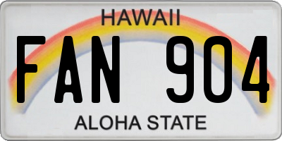 HI license plate FAN904