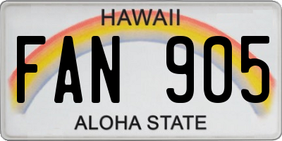 HI license plate FAN905