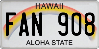 HI license plate FAN908