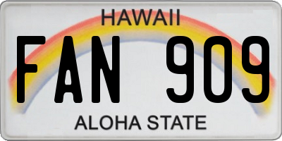 HI license plate FAN909