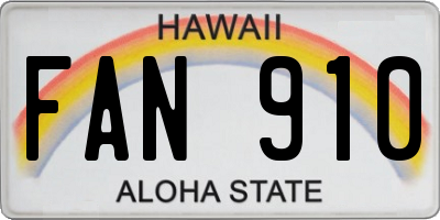 HI license plate FAN910