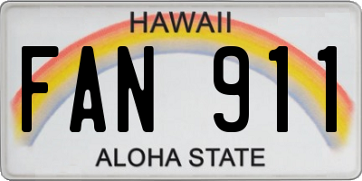 HI license plate FAN911