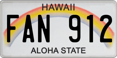 HI license plate FAN912