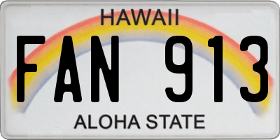 HI license plate FAN913