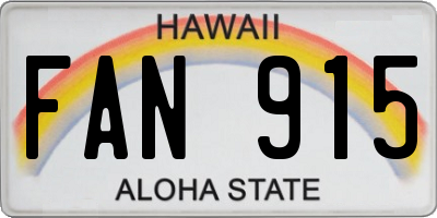 HI license plate FAN915