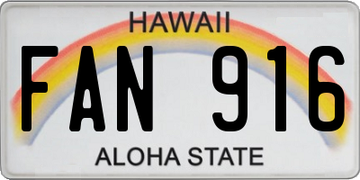HI license plate FAN916