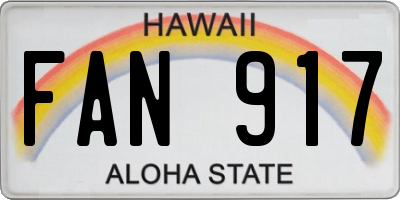 HI license plate FAN917
