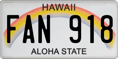 HI license plate FAN918