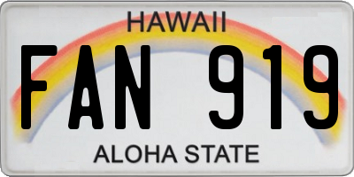 HI license plate FAN919