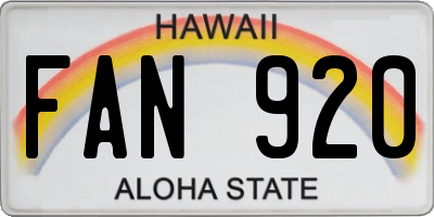 HI license plate FAN920