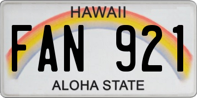 HI license plate FAN921