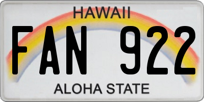 HI license plate FAN922