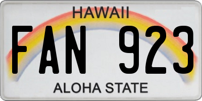HI license plate FAN923