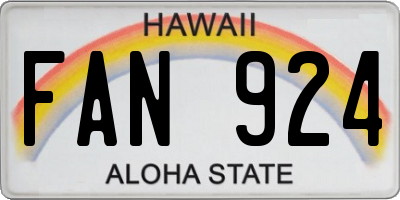 HI license plate FAN924