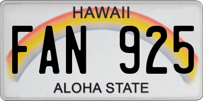 HI license plate FAN925