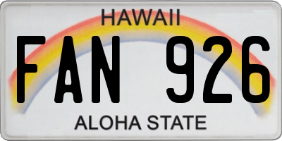 HI license plate FAN926