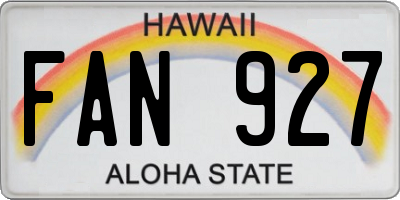 HI license plate FAN927