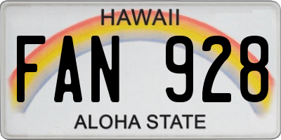 HI license plate FAN928