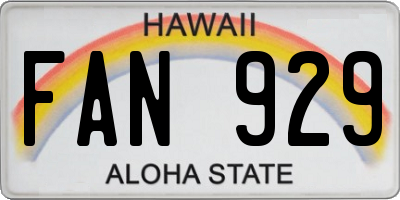 HI license plate FAN929