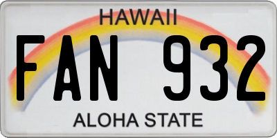 HI license plate FAN932