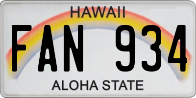 HI license plate FAN934
