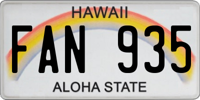 HI license plate FAN935