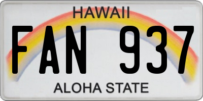 HI license plate FAN937