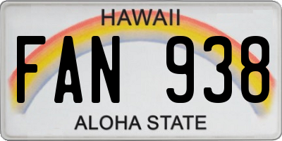 HI license plate FAN938