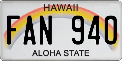 HI license plate FAN940
