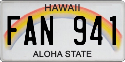 HI license plate FAN941