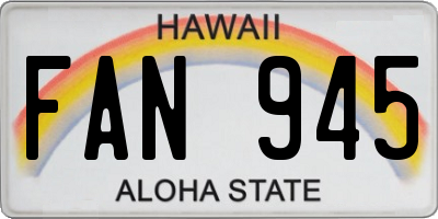 HI license plate FAN945