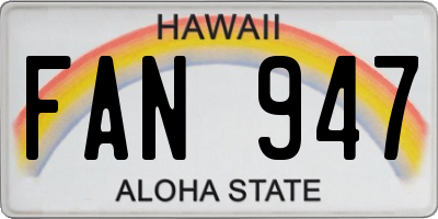 HI license plate FAN947