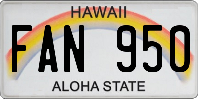 HI license plate FAN950