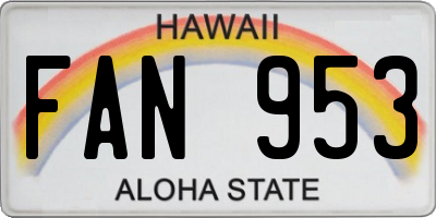 HI license plate FAN953