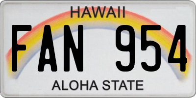 HI license plate FAN954