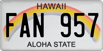 HI license plate FAN957