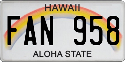 HI license plate FAN958