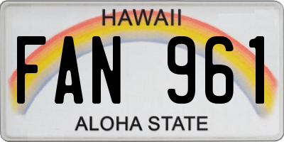 HI license plate FAN961