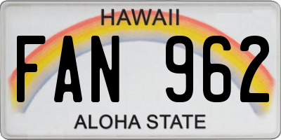 HI license plate FAN962
