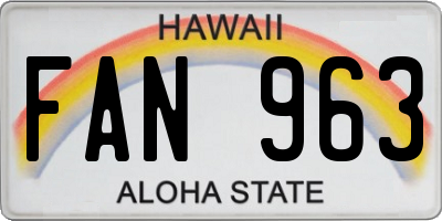 HI license plate FAN963