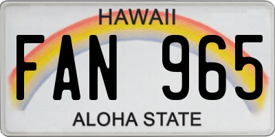 HI license plate FAN965