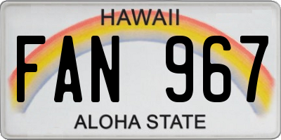 HI license plate FAN967